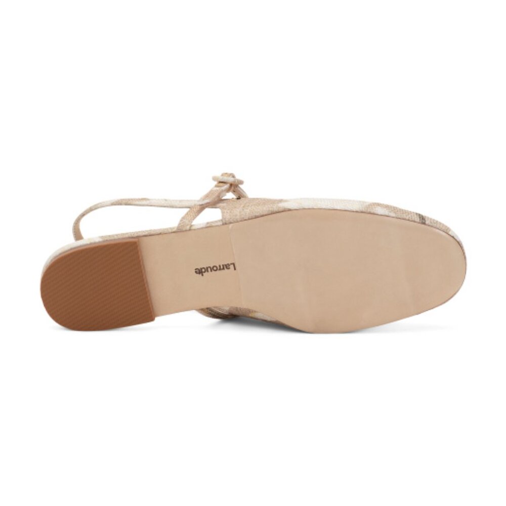 Larroude Beige Floral Slingback Pointed Flats - Picture 3 of 3